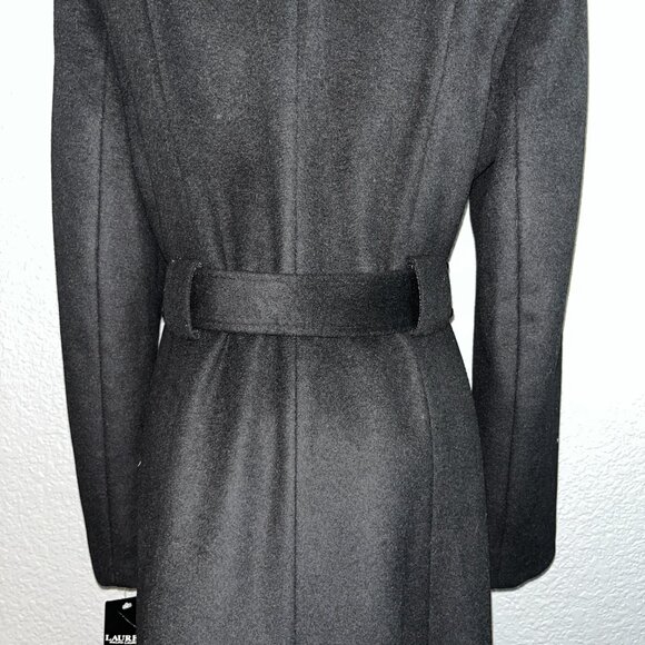 LAUREN RALPH LAUREN WOOL BLEND BELTED WRAP TRENCH COAT BLACK NEW WITH TAGS SZ 6 - Picture 9 of 16